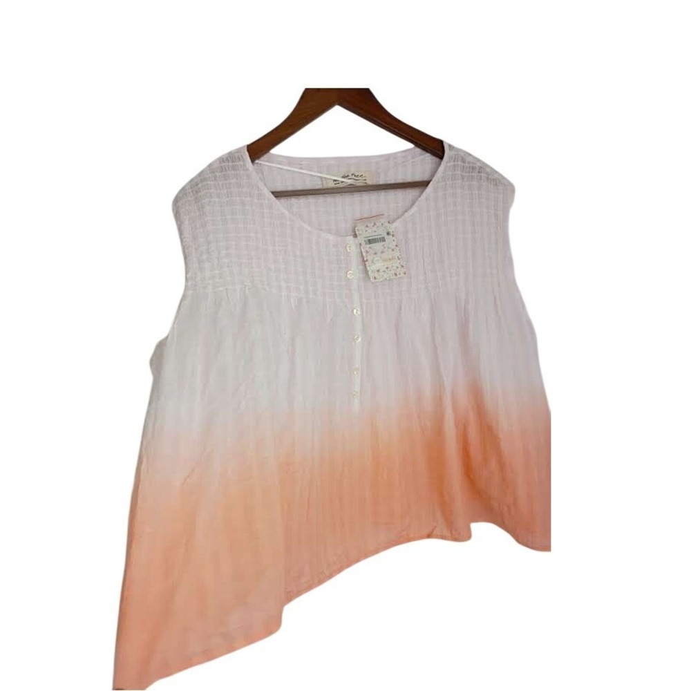 We The Free Free People NWT Ombre Smocked Tank Top Coral S Fits M/L‎ 99% Cotton
